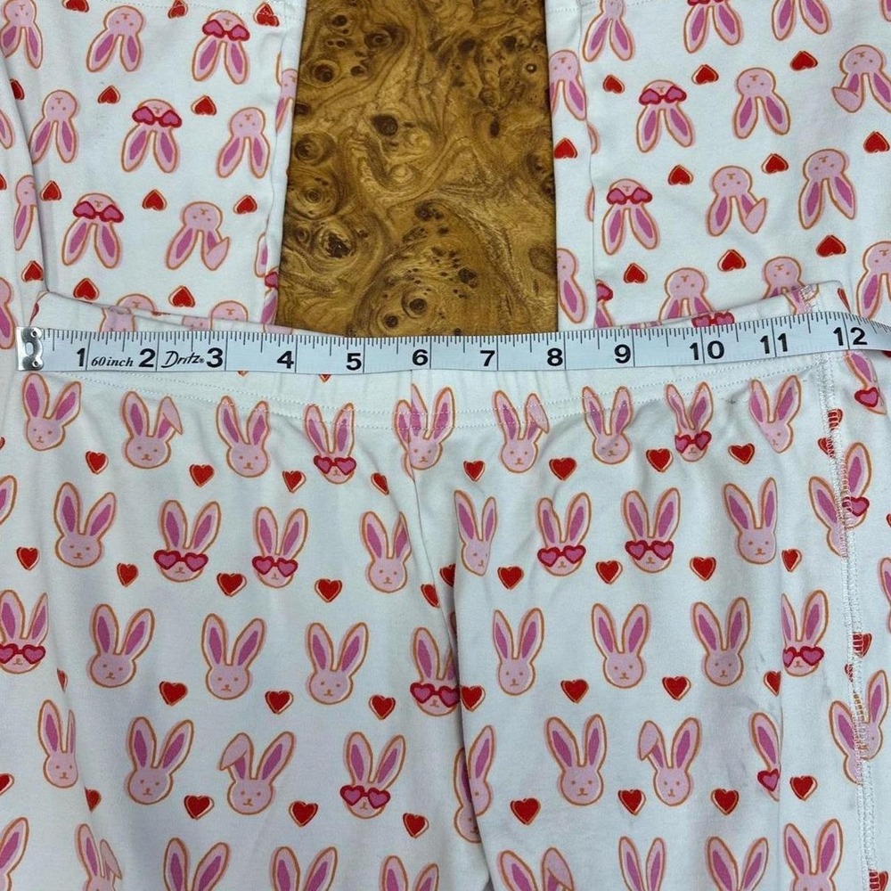 Roller Rabbit Lovestruck Bunny Pajama Set Pink White XS Heart Sunglasses Henley - Picture 7 of 8